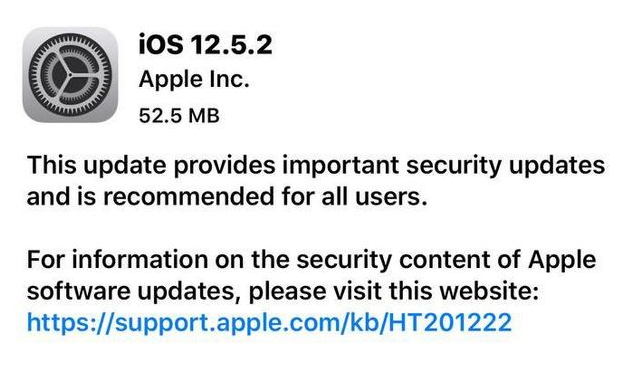 高台苹果手机维修分享iOS12.5.2发布，建议所有老苹果用户安装 